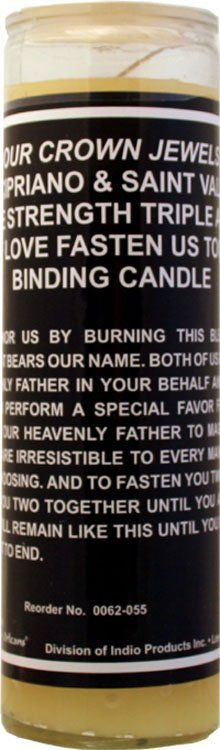 7 Sisters Of New Orleans 7 Day Glass Dressed Candle Fire Of Love Binding St. Cipriano & St. Valentine Triple Strength - Yellow