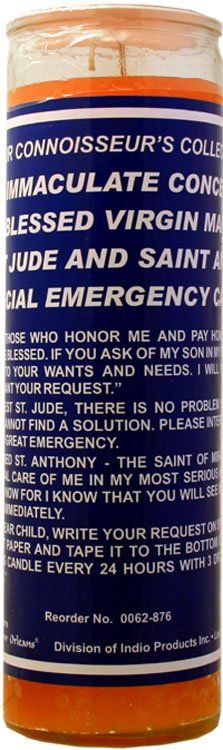 7 Sisters Of New Orleans 7 Day Glass Dressed Special Emergency Immaculate Conception Virgin Mary St Jude - Orange