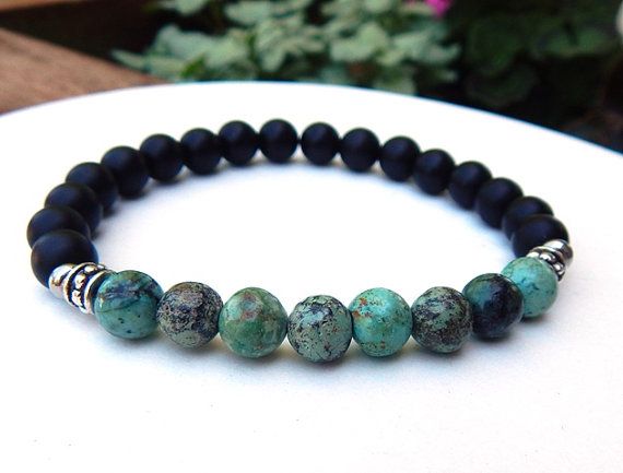 African Turquoise & Lava Bracelet