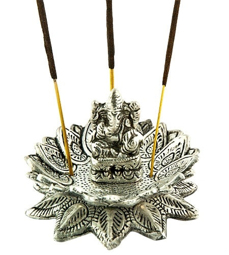 Lotus Carved Aluminum Incense Stick Burner